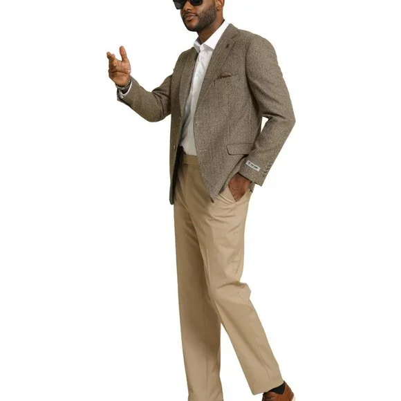 Tan Tweed Notch Lapel Stacy Adams Men's Jacket